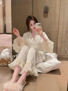 Bộ Đồ Ngủ Lụa Băng Dài Tay Mùa Xuân Thu Cho Nữ Bộ Đồ Mặc Nhà Ngọt Ngào Gợi Cảm Có Quần Dài Và Áo Choàng