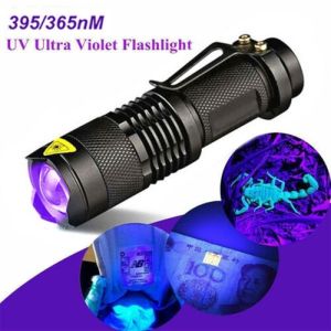 Portable Led UV Light Ultraviolet Flashlight with Zoom Function 365nm/395nm Stains Money Detector