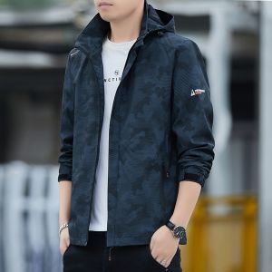 ROMON | Lormen Mens Casual Short Style Windproof Outdoor Jacket Spring Autumn New Fashion Loose Fit Camouflage Zipper Design Polyester Fiber