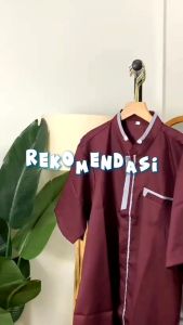 Kemeja Koko Couple Ayah Anak Laki Laki Lengan Pendek Bahan Toyobo Import Motif Yusuf Burgundy Denim Terbaru 2025 - Ayah Denim M