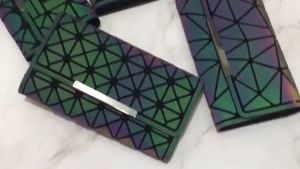 [SG SELLER]Long Wallet Geometric Colorful Luminous Splicing Card Holders Large Capacity Long Female Purse Fashion Ladies Clutch Wallet