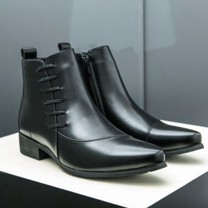 NUDANLAI | Pointed Toe High Top Chelsea Boots