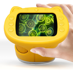 Handheld Kids Microscope Science Education Toy  2.4-Inch Screen 1000x Pocket Microscope Christmas Birthday Gift for Boys & Girls