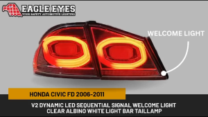 HONDA CIVIC FD 2006-2011 V2 DYNAMIC LED SEQUENTIAL SIGNAL WELCOME LIGHT CLEAR ALBINO WHITE LIGHT BAR TAILLAMP
