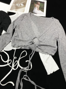 Áo Khoác Chống Nắng Dài Tay Ngắn Nhẹ Màu Trơn Có Dây Buộc Áo Khoác Ngoài Mùa Hè Thường Ngày Bằng Cotton Và Chất Liệu Khác