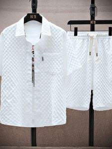 LIIEN NOOS | Mens Summer Short Sleeve Shirt Loose Beach Shorts Leisure Wear Set