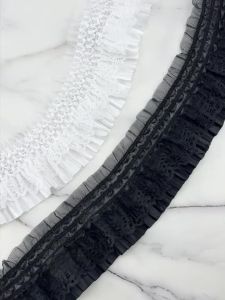 (1 Yard/roll) 7.5cm Wide Dual Tone Elastic Pleated Lace Clothing Making Diy High-End Feel