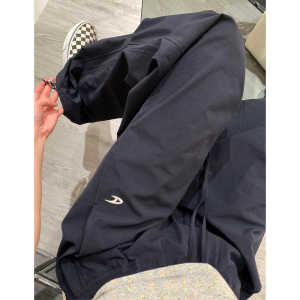 Tall Long Navy Blue Quick-Drying Wide-Leg Overalls Womens 2024 Autumn New Arrival High Waist Parachute Sports Pants