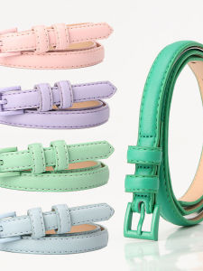 Summer Candy Colored Womens Belt in Vibrant White Green Orange Lemon Yellow Grey Purple Ultra Fine Narrow PU Leather Belt