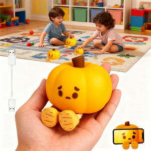 Pumpkin Night Light Rechargeable Touch Control Bedside LampBedroom Childrens Room Christmas Gift with Dimmable RGB Lighting