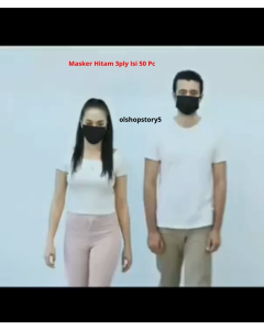 Masker Hitam 3ply Isi 50 Pc / Box Disposable Protective Mask Earloop Masker Pelindung
