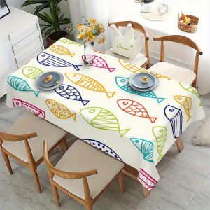 VIKAMA Vibrant Underwater Fish Pattern Manteles De Mesa Picnic Camping Outdoor Tablecloth Beach Picnic Party Decorations