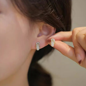 Dễ thương giày nhỏ Dép đinh tán Zircon bông tai cho phụ nữ sang trọng màu vàng bất thường Bông tai