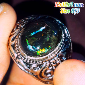 Cincin Batu Akik Black Opal Sempur Banten Natural Jarong