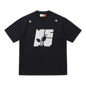 Loose Fit Cotton T-Shirt for Men Summer Collection Heavyweight Short Sleeve Youth Trendy Geometric Pattern round Neck Top