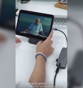 AX124 - HUB USB LENYES AX-124 Adapter Converter Type C To USB 3.0 HDMI 4K LAN RJ45 SD TF Card With PD 60W