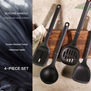 4-Piece Food Grade Silicone Spatula Set Non-Stick Cookware Heat Resistant Scraper & Turner Kit for Kitchen
