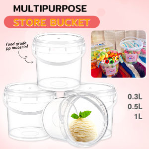 Nurm 1L 0.3L 0.5L Bucket with Seal Clear Storage Plastic Container Pail Food Packaging Canister