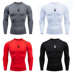 Mens Long Sleeves Fitness T-shirt Gym Compression Dry Fit T-shirt Sportswear Spring And Autumn Outdoor Sports Running Tees Tops