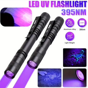 395nm UV Pen FLaslightBlacklight Flashlight w/ Clip Portable Detector for Hotel/Pet Urine/Bed Bugs/Camping(AAA Battery Powered)