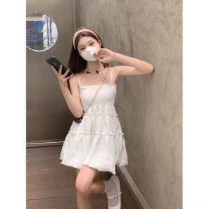 IELGY fungus edge suspender dress female summer Korean version waist sweet dress