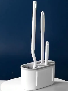 Toilet Brush 3 in 1 Set Wall-mounted Multifunction Silicone Bathroom Cleaning Brush With Holder