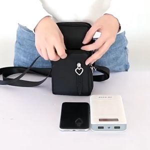 OT - Pocket HP Tas Selempang Wanita Mini Heart Zipper Sling Bag Fashion Korea