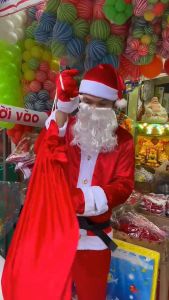 Bộ quần áo ông già Noel đi Phát Quà Đủ Size (60kg-110kg) đủ phụ kiện mũ nón râu túi bao tay