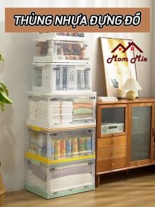 Thùng nhựa PP đựng đồ có bánh xe nắp mở hai phía xếp chồng được - N301