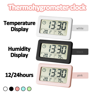 Mini Digital Alarm Clock with Temperature&Humidity Display Ultra-thin Desk Clock Table Clock for Kitchen Office Home Decorations