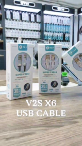 V2S X6 Fast Charging Soft Silicone Thick Wired Data Cable 3.0A 1M Length Quick Charging Cable