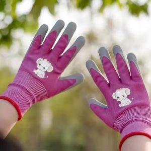 Kids Gardening Work Gloves Toddler Children Soft Rubber Coated Yard Safety Gloves for Boys Girls Youth Indoor Outdoor Play & DIY
