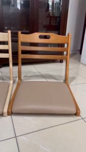 เก้าอี้ญี่ปุ่น เก้าอี้นั่งสมาธิ มีพนักพิง (พับได้) สีสัก ##ออกใบกำกับภาษีได้##