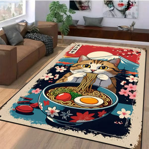 Thảm Trải Sàn Hình Mèo VIKAMA Thảm Chùi Chân Đầy Màu Sắc Thảm Chào Mừng Phòng Tắm Phòng Ngủ Phòng Khách Thảm Trải Sàn Chống Thấm Nước Polyester Chống Phai Màu