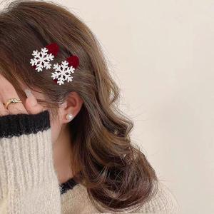 Autumn Winter Faux Fur Snowflake Hair Clips Womens Cat Forehead Fringe Duckbill Hair Clip Atmosphere Duck Mouth Hair Card Headwear