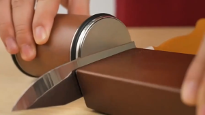 Walnut Rolling Knife Sharpener - Kitchen Knife Sharpener Made in Germany - Roller with Magnetic Holder