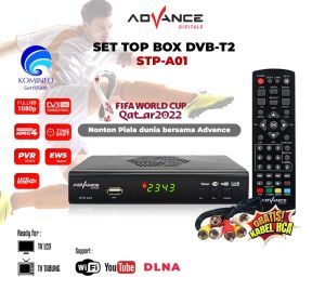KUALITAS TERJAMIN Advance STB Set Top Box TV Digital Receiver Penerima Siaran Full HD/ STB Wifi Bisa Youtube DVB-T2 STP A01 (Bisa dapet semua channel ) Buat Nonton Piala Dunia~