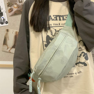 Cute Canvas Crossbody Chest Bag Lightweight Casual Womens Bag Sporty Trendy Backpack Soft Foldable Polyester Lining Zipper Closure