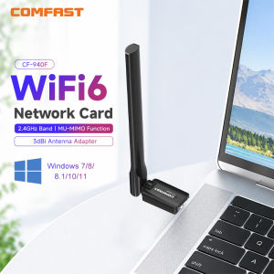 Comfast 287Mbps WiFi Adapter 2.4G 3dBi Antenna Wifi6 USB Dongle AX300 802.11ax Wireless Network Card for PC Laptop - Driver Free