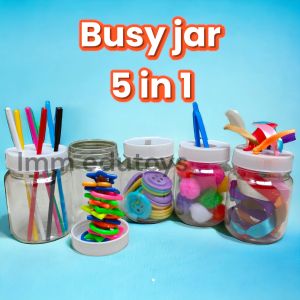 Mainan Montessori Busy Jar Fine Motoric Play Mainan Sensory Mainan Edukasi Anak Pompom Push Stick Taggie Jar Botol