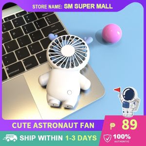 Portable Mini Astronaut Handheld Fans: USB Rechargeable Small Pocket Size Table Fan with Base Holder