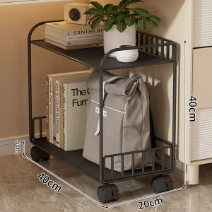 Modern Minimalist Iron under Desk Shelf Mobile Office Desk Side Bookcase Student Book Bag Storage Rack with Wheels Kitchen Wall Storage Shelf