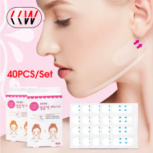 CCW 40Pcs Waterproof V Face Makeup Adhesive Tape Invisible Breathable Lift Face Sticker Lifting Tighten Chin