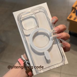 High Transparent Magnetic Suction Phone Case for Apple 16Promax Full Cover Protective Shell Anti-Fall Skin-like Ins Style Acrylic Material