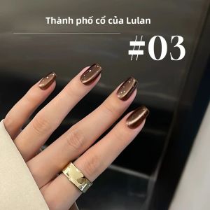 Sơn Móng Tay Gel Mắt Mèo MIANEL 12ML Màu Đen Sô Cô La Caramel Hổ Phách Với Hạt Thủy Tinh Cao Cấp Phong Cách Mới Chủ Đề Thành Phố Cổ Loulan