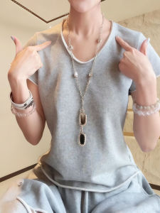 เสื้อยืดคอกลมแขนสั้นผ้าฝ้ายสไตล์ลำลองสำหรับผู้หญิงไซส์ใหญ่ สวมใส่สบาย เสื้อตัวบนแฟชั่นฤดูร้อน