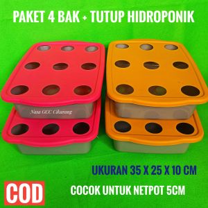 4 SET BAK DAN TUTUP HIDROPONIK 9 LUBANG