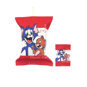 Nordic Style Cotton Linen Tissue Box Home Use Drawstring Bag Cute Cartoon Design Handmade Storage Organizer for Living Room