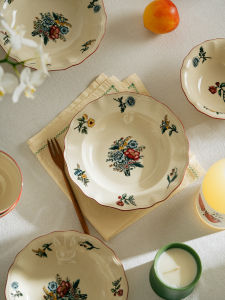 Bát Cá Bằng Gốm Sứ Kiểu Pháp Cổ Điển 11 Inch Dùng Trong Gia Đình Bát Ăn Sáng Bát Hấp Cá Cảm Giác Cao Cấp Bát Tròn Họa Tiết Hoa