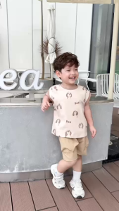 Set bộ tanktop họa tiết in trần cún cho bé trai kèm quần short size 9 đến 25kg BERNIE KIDS H0225B31